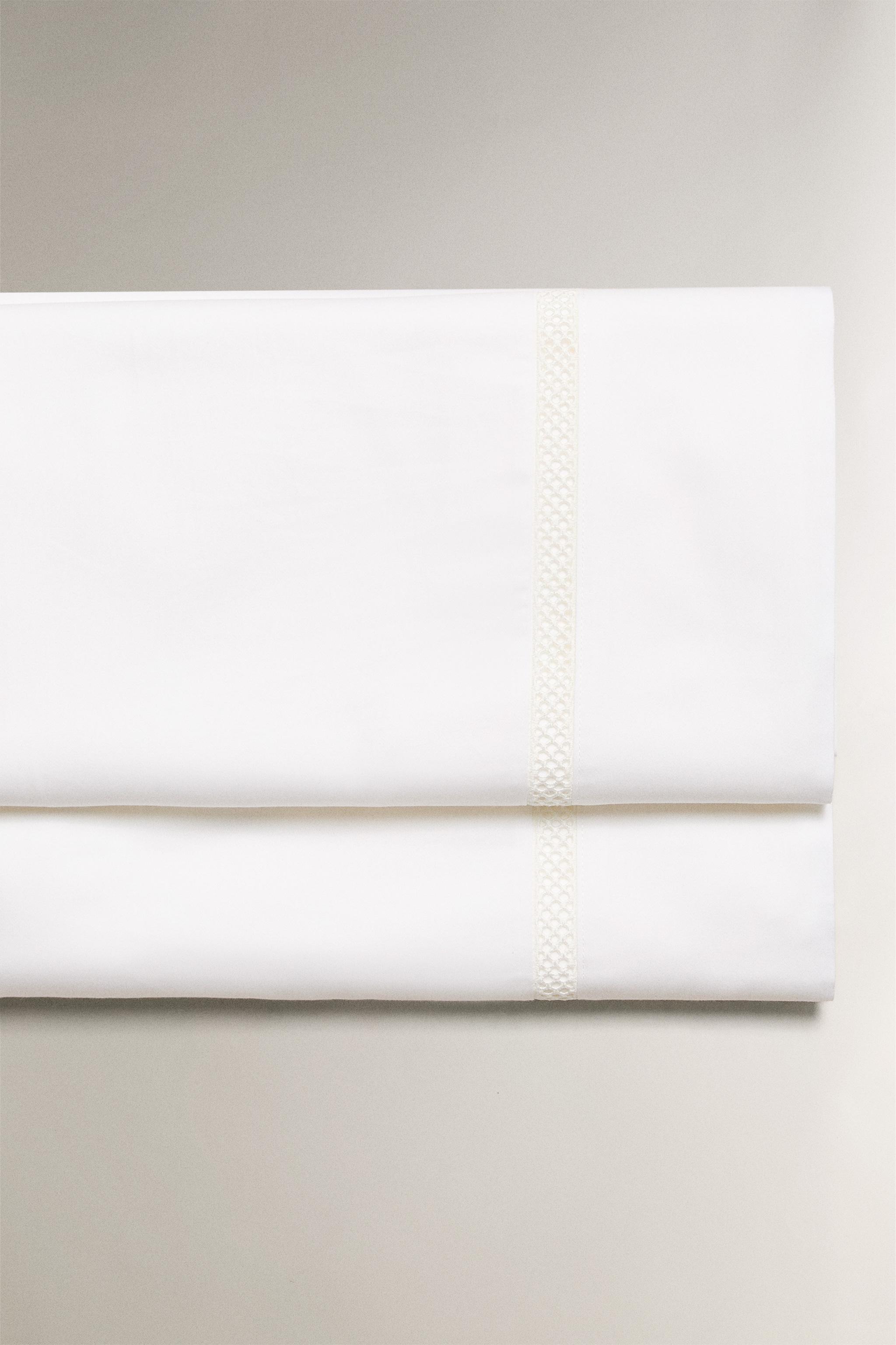 SATEEN FLAT SHEET WITH HEMSTITCHING EMBROIDERY
